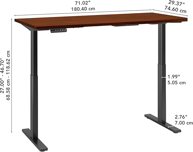 Bush Business Furniture Move 60 Electric Ergonomic Sit-Stand Computer Table for Home and Professional Office, 72W x 30D, Hansen Cherry