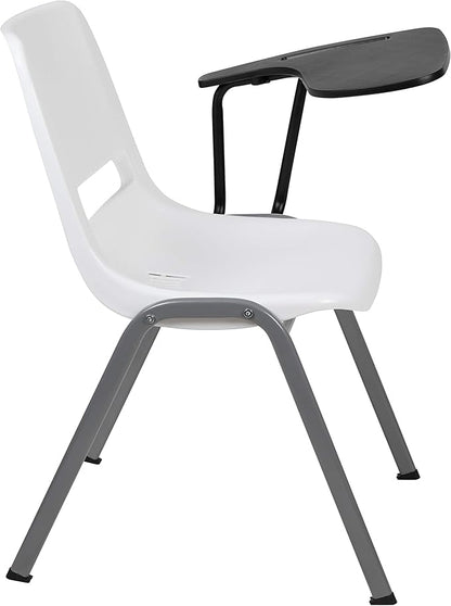 Flash Furniture HERCULES 5 Pack White Ergonomic Shell Chair with Left Handed Flip-Up Tablet Arm