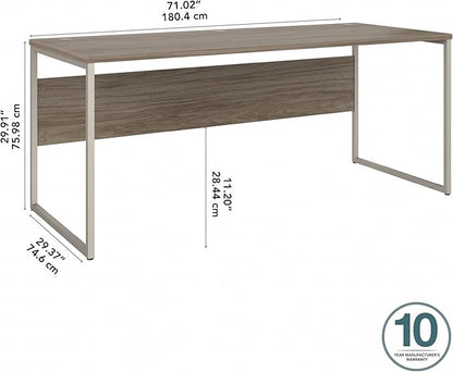Bush Business Furniture Hybrid 72W x 30D Computer Table Desk with Metal Legs in Modern Hickory