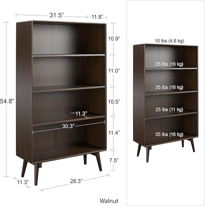 Novogratz Brittany 4 Shelf Bookcase, Walnut
