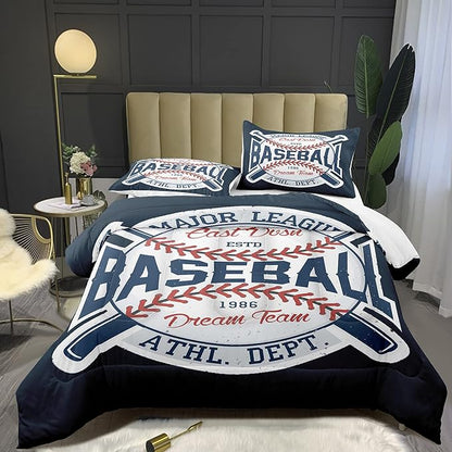 Bodhi Boys Baseball Comforter Set King Size,Sports Comforter for Boys,Baseball Comforter Set King,Baseball Bedding Set for Kids,Teen Comforter Bedding Set King with Pillowcases