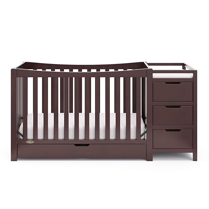 Graco Remi 4-In-1 Convertible Crib & Changer With Drawer (Espresso) – GREENGUARD Gold Certified, Crib And Changing-Table Combo, Includes Changing Pad, Converts To Toddler Bed, Full-Size Bed