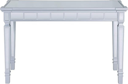 SEI Furniture Glenview Glam Mirrored Writing Desk w/ Drawers, Matte Silver