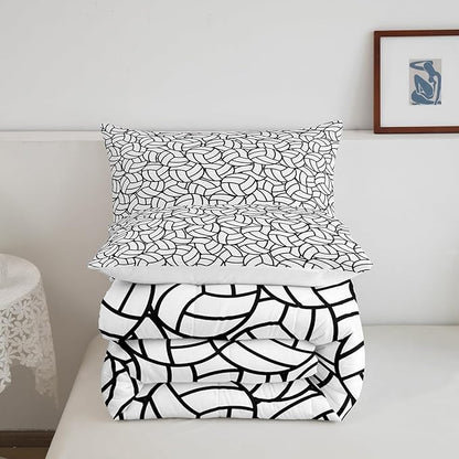 Feelyou Twin Size Volleyball Bedding Set Boys Girls Sports Game Comforter Set for Kids Women Men Ultra Soft Volleyball Player Comforter Black White Duvet Set Room Decor Quilt Set