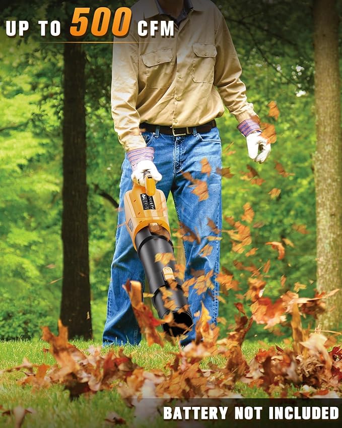 Cordless Leaf Blower Up to 500CFM for DEWALT 20V Max Battery (No Battery), Electric Leaf Blower Cordless with 5 Speed Modes, Battery Powered Leaf Blowers for Lawn Care, Yard, Patio