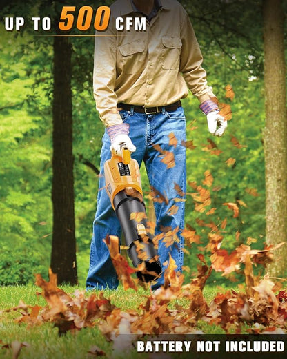 Cordless Leaf Blower Up to 500CFM for DEWALT 20V Max Battery (No Battery), Electric Leaf Blower Cordless with 5 Speed Modes, Battery Powered Leaf Blowers for Lawn Care, Yard, Patio