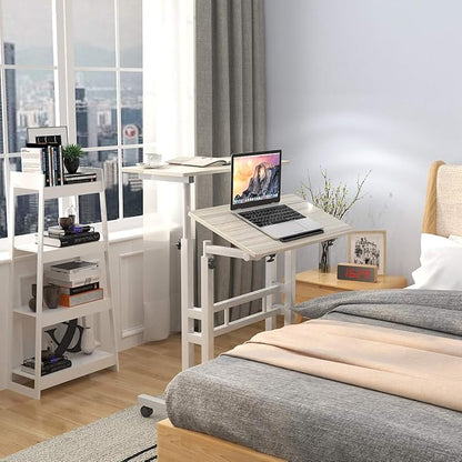 soges 23.6inches Height Adjustable Desk Laptop Desk on The Wheels, Rolling Stand Up Desk Computer Desk Adjustable Standing Desk Sit and Stand Desk Portable Laptop Table, Beige