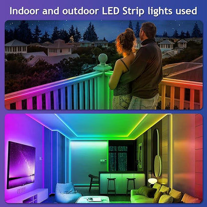 200ft Outdoor LED Strip Lights Waterproof,IP68 Outside Led Light Strips Waterproof with App and Remote,Music Sync RGB Exterior Led Rope Lights with Self Adhesive Back for Deck,Balcony,Pool