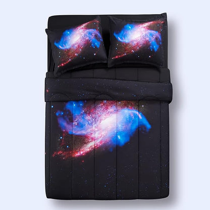 SLEEP ZONE Kids Bedding Twin Comforter Set - Super Soft & Cute Printed 2-Piece Comforter Set All Seasons for Boys, Girls, Fade Resistant, Machine Washable, Purple Galaxy