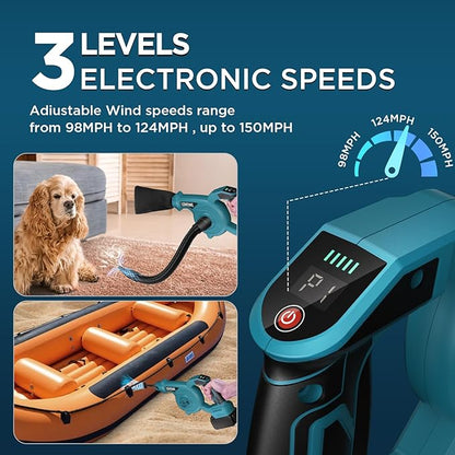 Cordless Leaf Blower, 150Mph 3 Speed Mode Handheld Electric Leaf Blowers 2-in-1 Lightweight Mini Cordless Leaf Vacuum with Brushless Motor for 18-21V Battery(Battery Not Included)