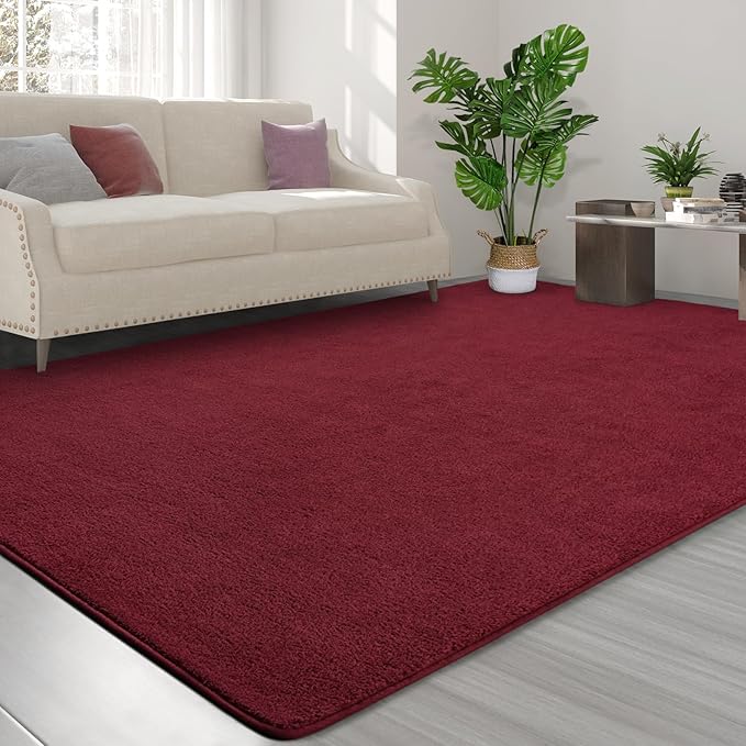 Area Rugs for Bedroom Living Room, 5x8 Rose Red Super Soft Comfy Thickened Memory-Foam Indoor Carpets, Modern Aesthetic Minimalist Carpet for Boys Girls Adults Apartment Nursery Home Décor