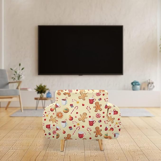 FKELYI Cute Christmas Sofa Couch Cover with Elastic Bottom Stretch Furniture Protector for Indoor Easy Going Stretch Sofa Slipcovers S