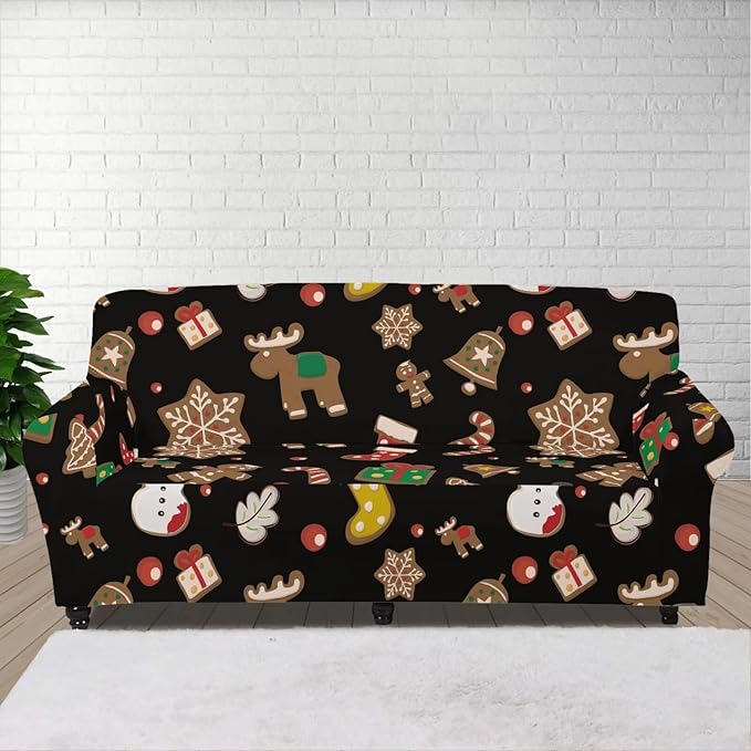 FKELYI Christmas Decorations Indoor Furniture Protector Easy Going Stretch Sofa Slipcover Non-Slip Sofa Slipcovers Washable Sofa Couch Cover XL