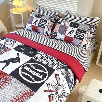 7 Piece Baseball Comforter Set Bed in A Bag Twin Size 3D Softball Sports Bedding Set for Boys Kids Microfiber Comforter All Season (1 Comforter, 1 Flat Sheet, 1 Fitted Sheet, 4 Pillowcase)