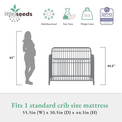 Little Seeds Ivy 3-in-1 Convertible Metal Crib, Dove Gray