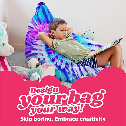 Stuffed Animal Storage - Tie Dye Stuffed Animal Bean Bag Storage Kit, Plushies Storage, Extra Large Stuffed Animal Storage, Empty Bean Bag Chair For Stuffed Animals, Stuffed Animal Holder