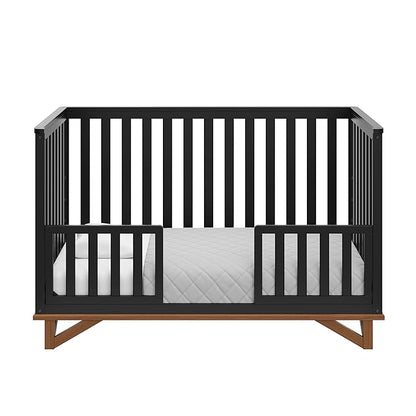 Storkcraft Santa Monica 5-in-1 Convertible Crib (Black with Vintage Driftwood) – GREENGUARD Gold Certified, Modern Design, Two-Tone Baby Crib, Converts to Toddler Bed, Daybed and Full-Size Bed