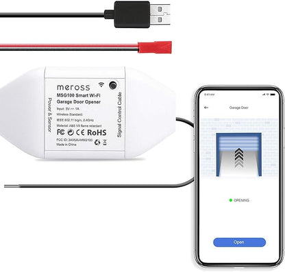 meross Smart Garage Door Opener Remote, APP Control, Compatible with Alexa and SmartThings, Multiple Notification Modes, No Hub Needed
