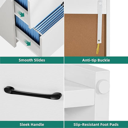YITAHOME Wood File Cabinets, Heavy Duty Garage Tool Cabinets with Doors & Adjustable Shelves, Big Storage Filing Lockers for Home Office, Living Room, Pantry, Gym, Basement, Warehouse, White