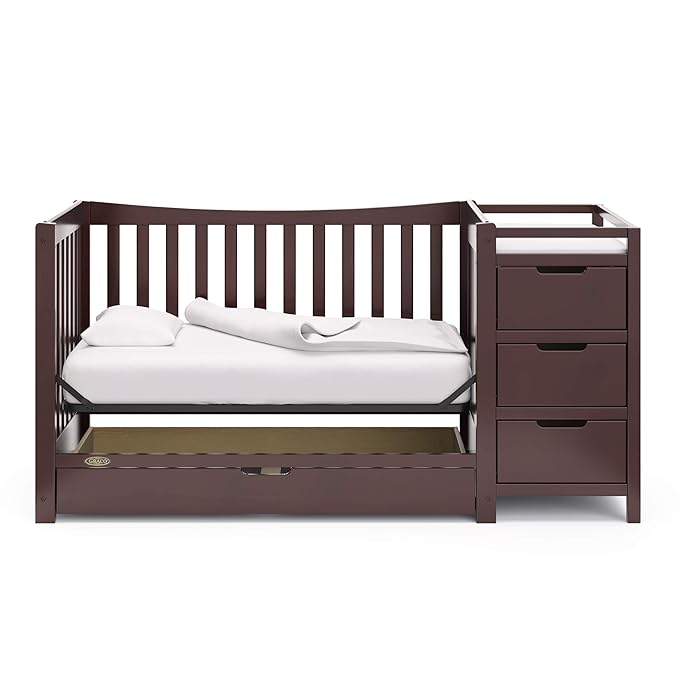 Graco Remi 4-In-1 Convertible Crib & Changer With Drawer (Espresso) – GREENGUARD Gold Certified, Crib And Changing-Table Combo, Includes Changing Pad, Converts To Toddler Bed, Full-Size Bed