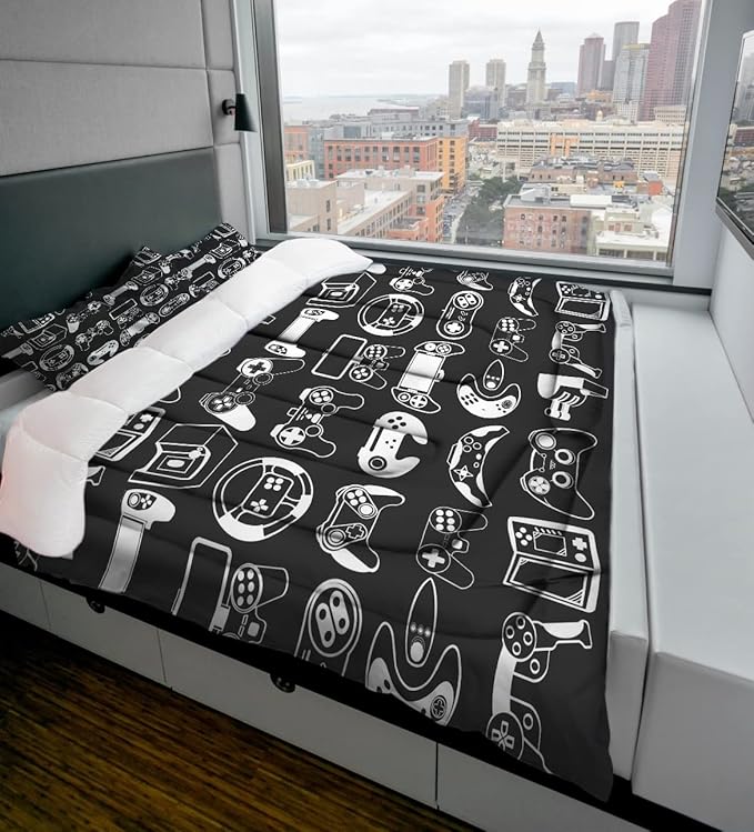 Sunnycitron Kids comforter sets Gamer Bedding Sets for Boys Twin Comforter Set Gaming Comforter Sets Gamer Comforter Set for Boys Gaming Bed Gamer Room Decor,1 Comforter 2Pillowcase