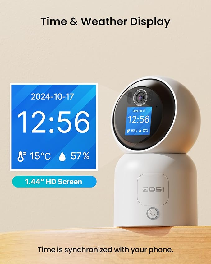 ZOSI 4MP 2 Way Video Security Camera, C519M 360° View Baby/Pet Dog Monitor, 2.5K Plug-in 2.4G/5G Dual-Band WiFi Smart Home Indoor Cam,One-Touch Call,Human Detection,Pan/Tilt,Cloud & SD Card Storage