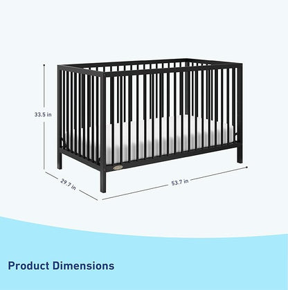 Graco Teddi 5-in-1 Convertible Crib (Black) – GREENGUARD Gold Certified, Converts to Daybed, Toddler & Twin Bed with Headboard and Footboard, Adjustable Mattress Height