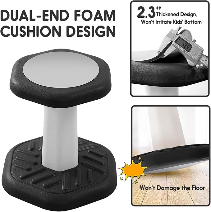 Wobble Chair for Kids, Wiggle Stool Flexible Seating Classroom, Improves Focus& Attention, Posture & ADHD Chair, Ages 3-8