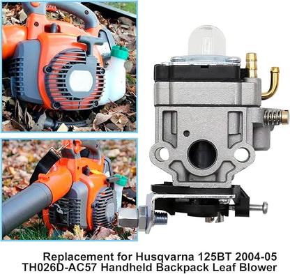 Carburetor Replacement For Husqvarna 125Bt Th026D-Ac57 2004-05 Handheld Backpack Leaf Blower, With Gasket Fuel Filter Carburetor Tune Kit