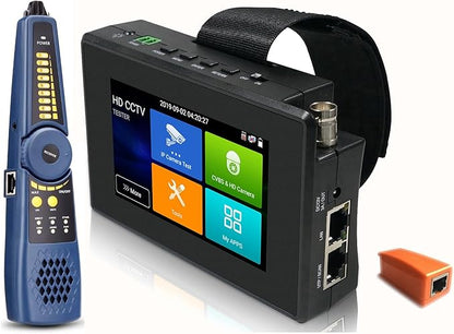 EVERSECU 5 in 1 CCTV Tester with Cable Tracer Support Up to 4K IP Camera & 8mp Megapixel AHD, TVI, CVI & CVBS Analog Camera, Security Video Monitor with 4" Touch Screen, POE Out, WiFi Test, PTZ Test