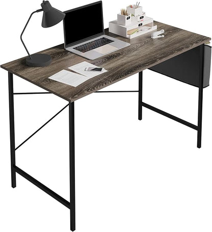 Lavish Home Modern Computer Desk with Industrial Style Woodgrain Look and Steel for Home Office, Bedroom, or Craft Table, with Storage Bag, (L) 47” x (W) 23.5” x (H) 29.5”, Gray