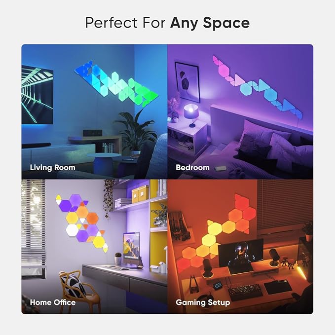 Nanoleaf Shapes WiFi and Thread Smart RGBW 16M+ Color LED Dimmable Gaming and Home Decor Wall Lights Smarter Kits (Triangles Smarter Kit (7 Pack)