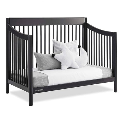 Delta Children Brooks 6-in-1 Convertible Crib, Midnight Grey + Simmons Kids Quiet Nights Breathable Crib Mattress with Removable/Machine Washable Cover (Bundle)