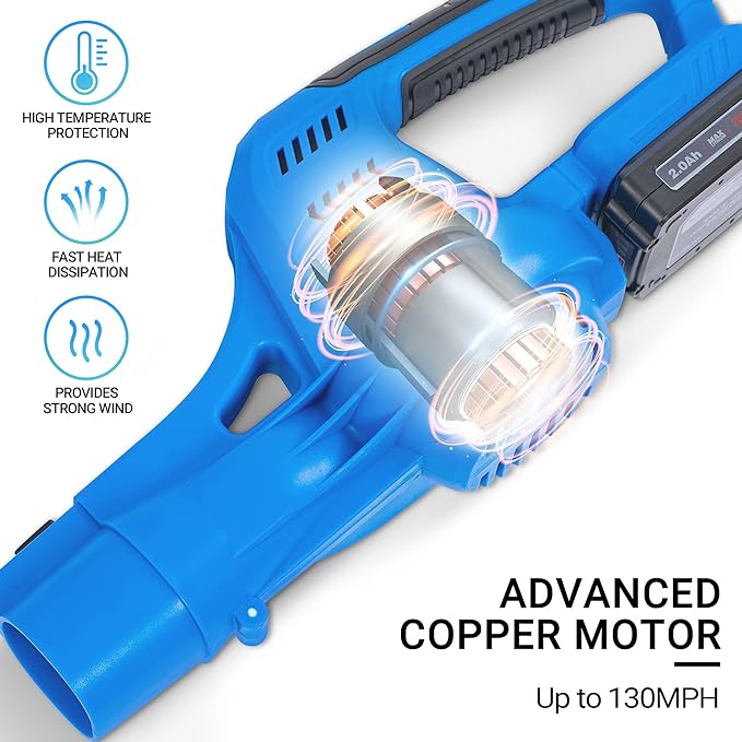 20V Leaf Blower Cordless, Battery Powered Leaf Blower with 2 Battery and Charger, Rechargeable Electric Handheld Leaf Blowers Variable Speed with 2 Tubes for Patio, Lawn, Leaves