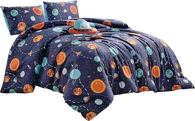 for Kids My Universe Hearts 4-Piece Comforter Set - Beautiful Motif Design Bedding Set with Embrodery Print