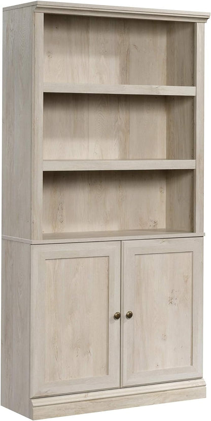 Sauder L-Desk (59.06" x 58.74" x 29.57") and Bookcase/Bookshelf (35.28" x 13.23" x 69.76") Bundle, Chalked Chestnut Finish
