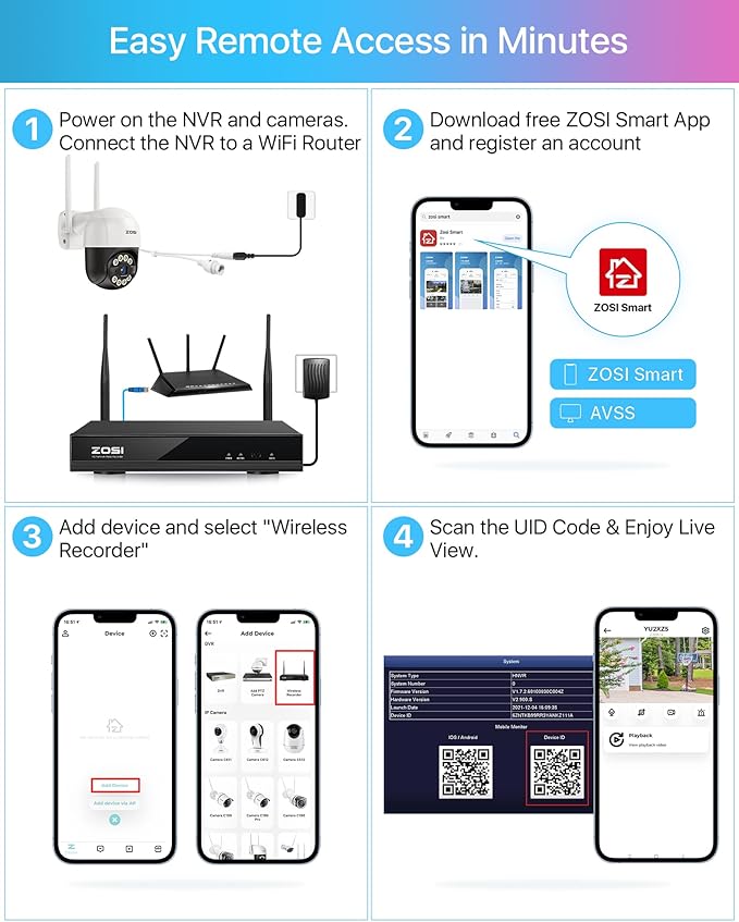 ZOSI C289 2K Pan/Tilt WiFi Add On Camera, 3MP Plug-in Outdoor PT Security Camera, Night Vision, Human Detection, 2 Way Audio, Smart Light Siren, Only Work 2K WiFi NVR System(ZR08RP,ZR08LL)