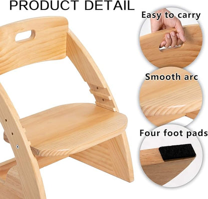 HOUCHCIS Toddler Chair, Wooden Toddler Chair for Kids, Adjustable Kids Chairs for Toddlers, Toddler Chairs and Small Chair, Kids Chair (Wooden)