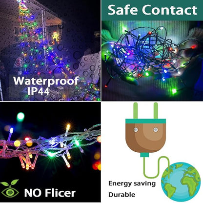 Outdoor Christmas Decorations, Aokudoni 12.6ft 350LED Waterfall Lights, 8 Modes Christmas Lights, Christmas Decorations for Tree, Outdoor Christmas Lights for House Tree Holiday Party, Multicolor