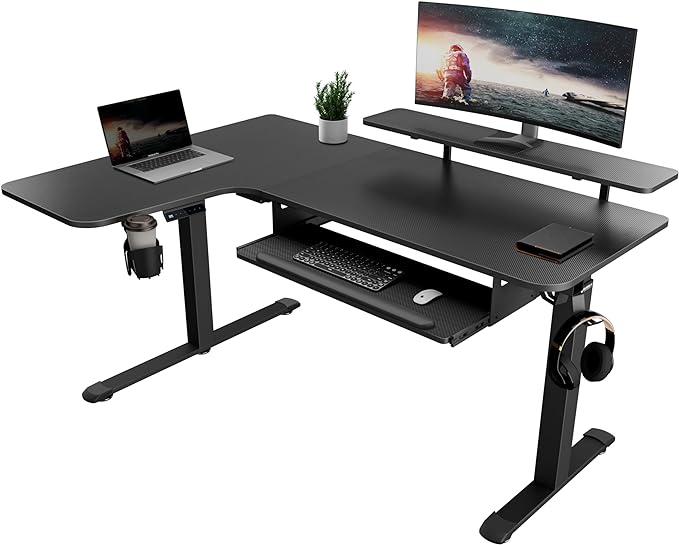 EUREKA ERGONOMIC Standing Desk (61"x43")- L Shaped Desk with Keyboard Tray Adjustable Height Sit Stand Computer Desk Corner Gaming Ergo Desk w Memory Presets, Monitor Stand, LED/USB/Dual Motor, Left