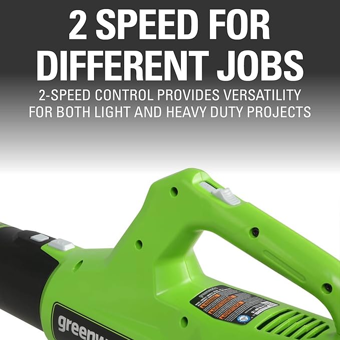 Greenworks 40V (100 MPH / 350 CFM) Cordless Axial Leaf Blower, 2.0Ah Battery and Charger Included