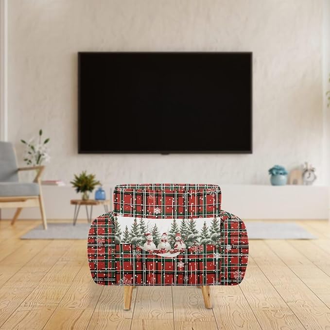 FKELYI Christmas Decorations Sofa Couch Cover Comfortable Furniture Protector Easy Going Stretch Sofa Slipcover with Elastic Bottom S