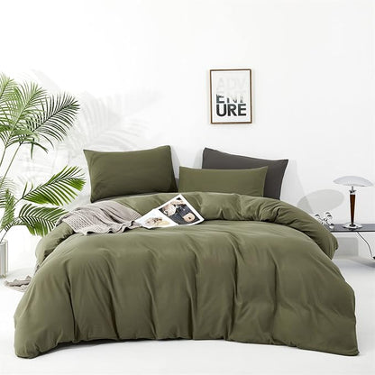 Olive Green Comforter Set Twin Size Solid Green Comforter 3 Pieces Soft Dark Green Twin Comforter Bedding Set Boys Girls Pure Olive Green Twin Bed Comforter Set for All Season as Gift