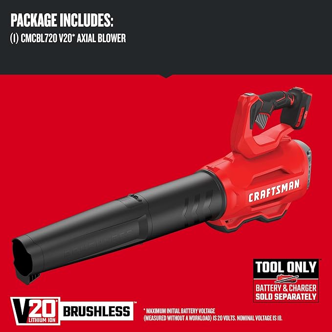 CRAFTSMAN CMCBL720B V20* Cordless Axial Leaf Blower, Brushless (Tool Only) Red