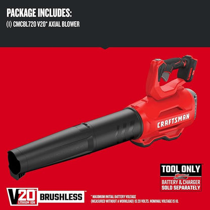 CRAFTSMAN CMCBL720B V20* Cordless Axial Leaf Blower, Brushless (Tool Only) Red