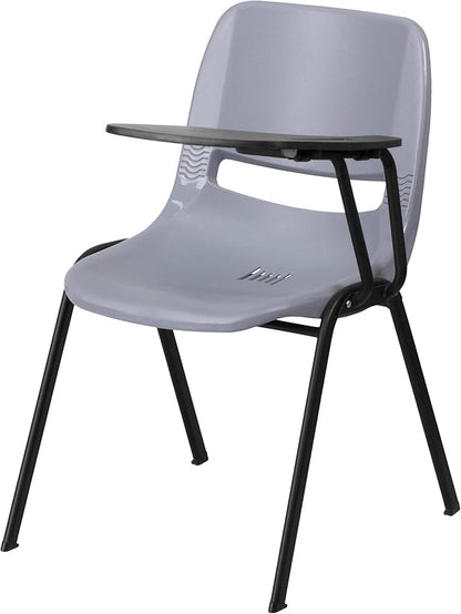 Flash Furniture Burgundy Ergonomic Shell Chair with Left Handed Flip-Up Tablet Arm