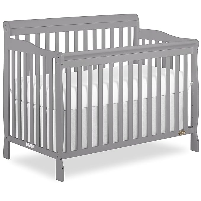 Dream On Me Ashton 4-In-1 Convertible Crib In Storm Grey, Greenguard Gold, JPMA Certified, Non-Toxic Finishes, Features 4 Mattress Height Settings, Made Of Solid Pinewood