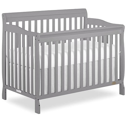 Dream On Me Ashton 4-In-1 Convertible Crib In Storm Grey, Greenguard Gold, JPMA Certified, Non-Toxic Finishes, Features 4 Mattress Height Settings, Made Of Solid Pinewood