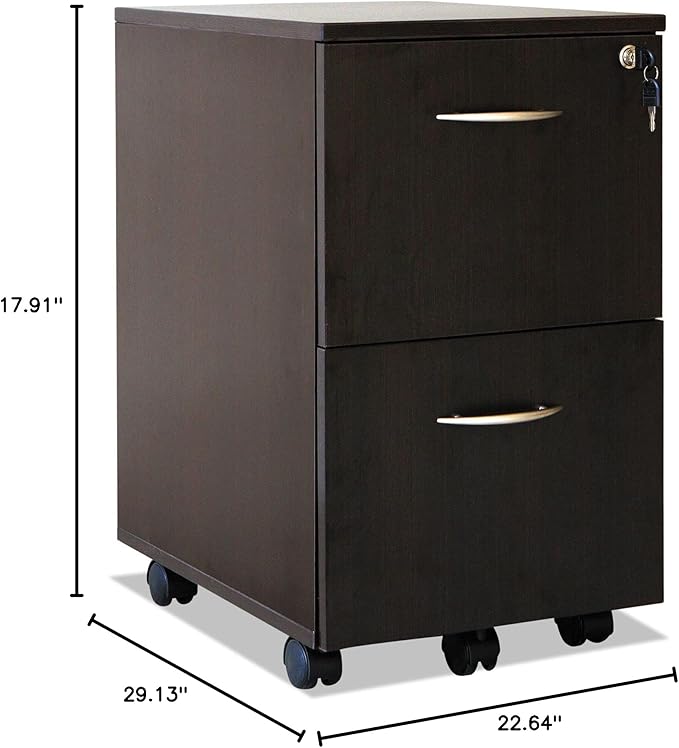 Alera VA582816ES 15.38 in. x 20 in. x 26.63 in. Valencia Series 2-Drawer Mobile Pedestal - Espresso