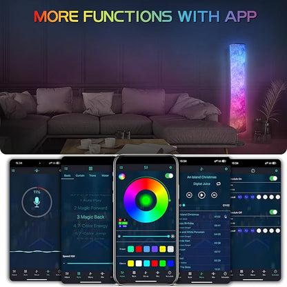 Torchlet 2pcs Floor Lamp, RGB Floor Lamp with 16 Million DIY Colors and Scene Modes, Music Sync and White Fabric Shade, Smart Floor lamp with App/Remote control, Standing Lamp for Living Room, Bedroom